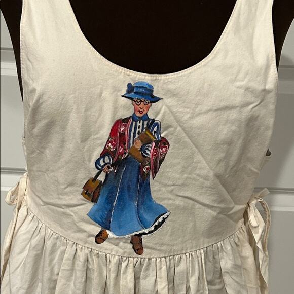 Vintage Apron Dress Schoolroom Class Teacher Greta Hand painted Size Large? - Picture 3 of 13